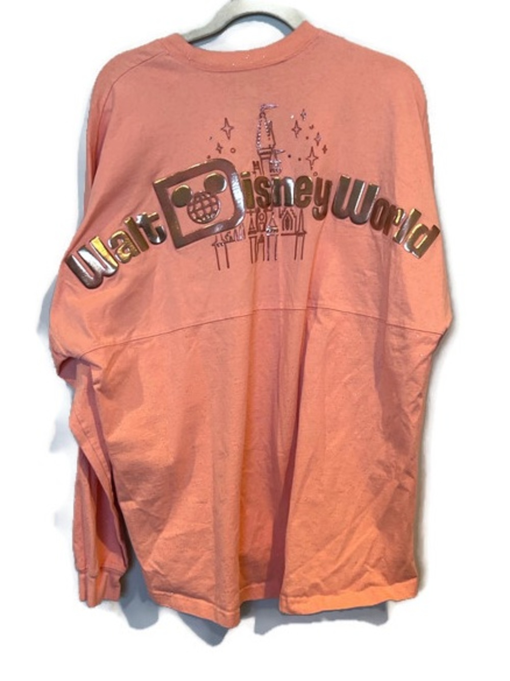 Disney World Spirit Jersey Castle Glitter Puff Graphics Cotton Long-Sleeve